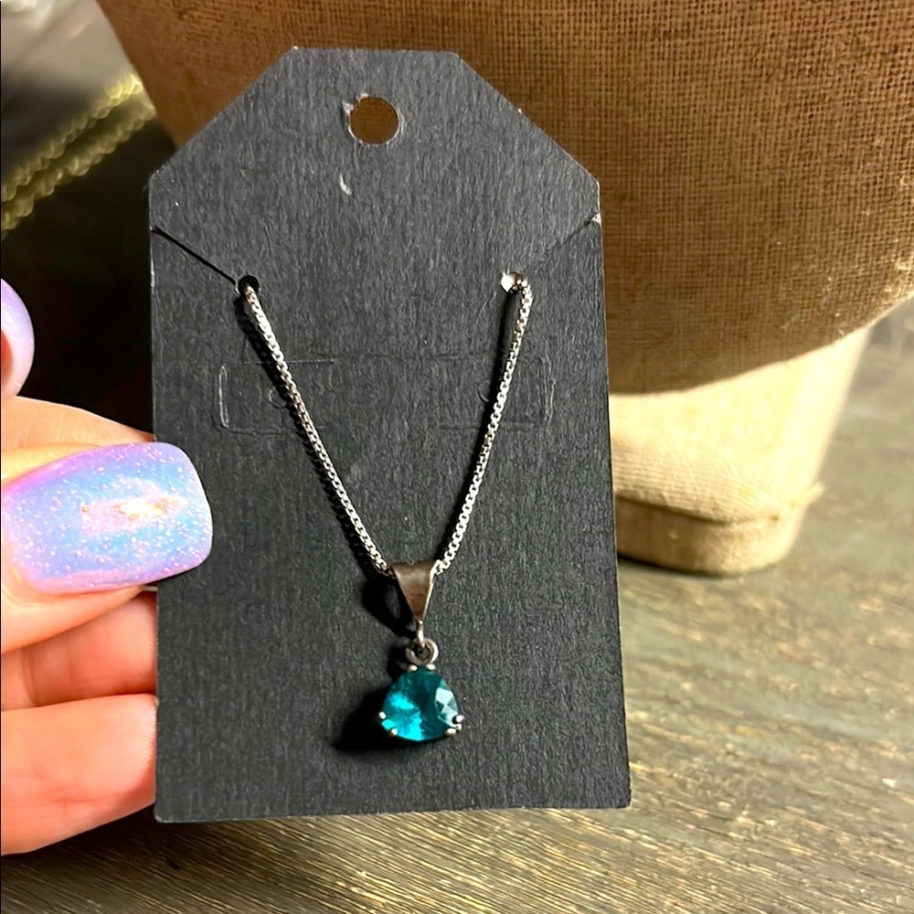 Elegant Silver Necklace with Peacock Quartz Heart Pendant on 925 silver‎ chain